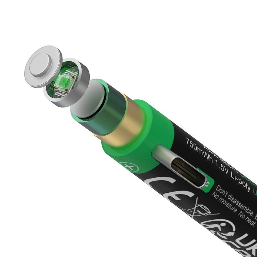 PATONA - SET 4x Akku AAA/LR03 Li-Pol 500mAh 1,5V mit USB-C Aufladung