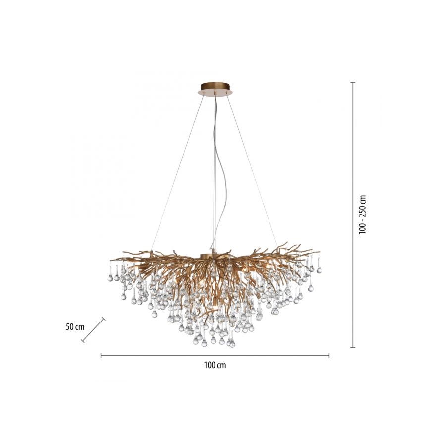 Paul Neuhaus 2192-11 - Kronleuchter an Aufhängung ICICLE 10xG9/40W/230V 50x100 cm Messing