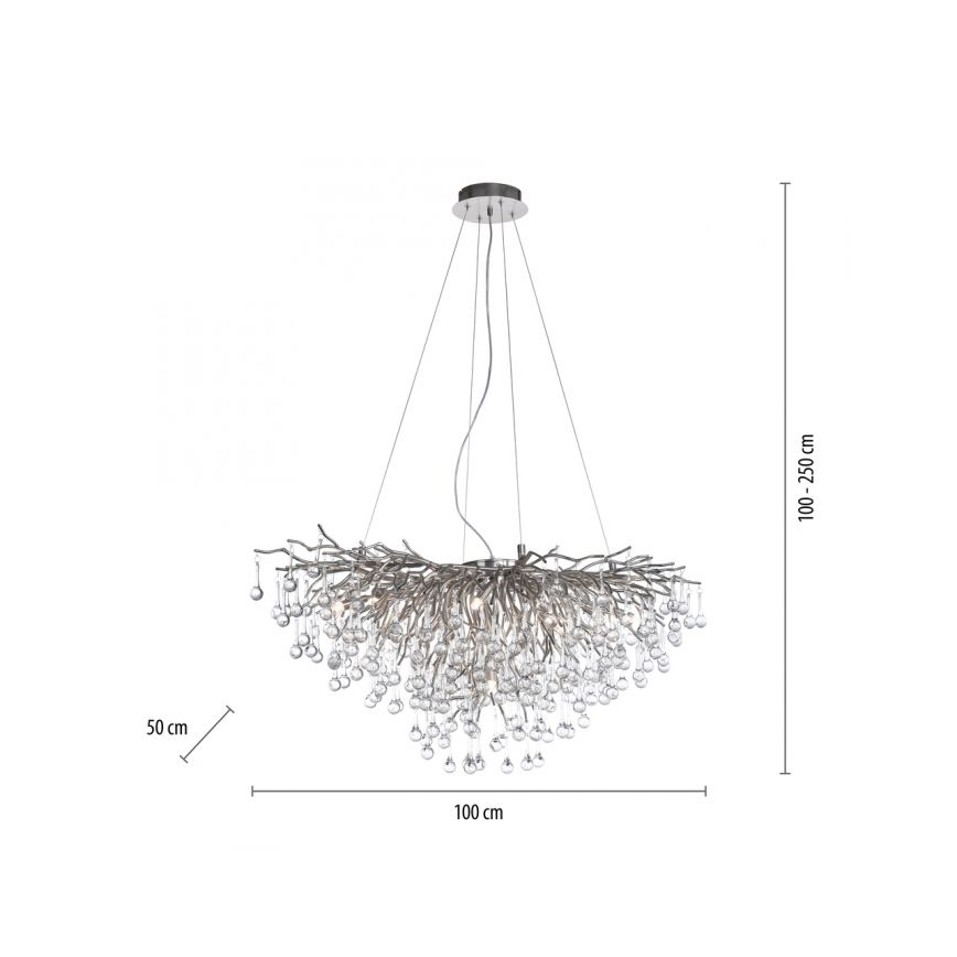 Paul Neuhaus 2192-55 - Hängeleuchte an Kabel ICICLE 10xG9/40W/230V 50x100 cm glänzender Chrom