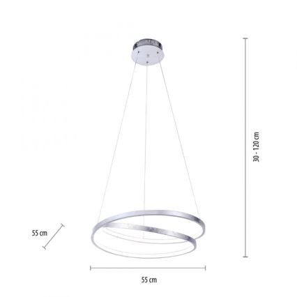 Paul Neuhaus 2472-21 - Dimmbare LED-Hängeleuchte ROMAN LED/30W/230V glänzendes Chrom
