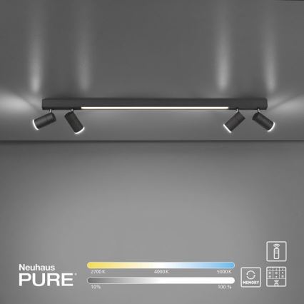 Paul Neuhaus 6121-13 - LED dimmbares Einbauleuchte PURE 4xLED/4W/230V + LED/9W 2700-5000K + Fernbedienung