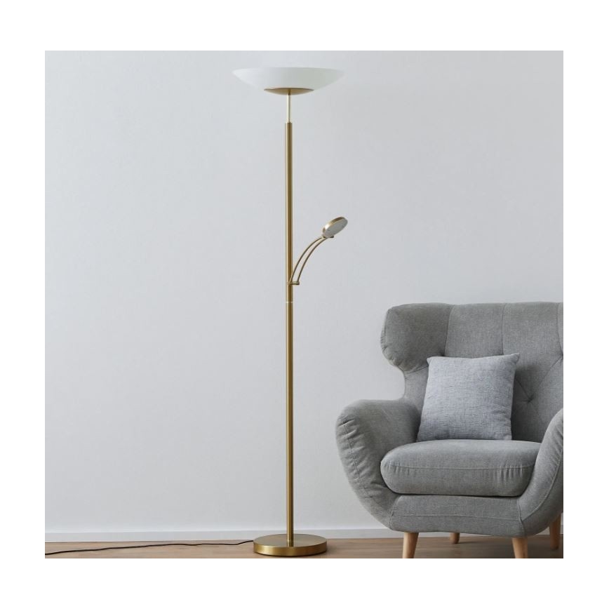 Paul Neuhaus 655-60 - Dimmbare LED-Stehlampe ALFRED LED/28W/230V+LED/4W/230V Messing