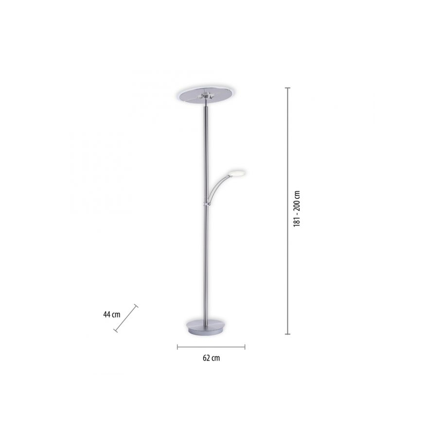 Paul Neuhaus 673-55 - Dimmbare LED-Stehleuchte ARTUR 2xLED/21W/230V+1xLED/6W glänzendes Chrom