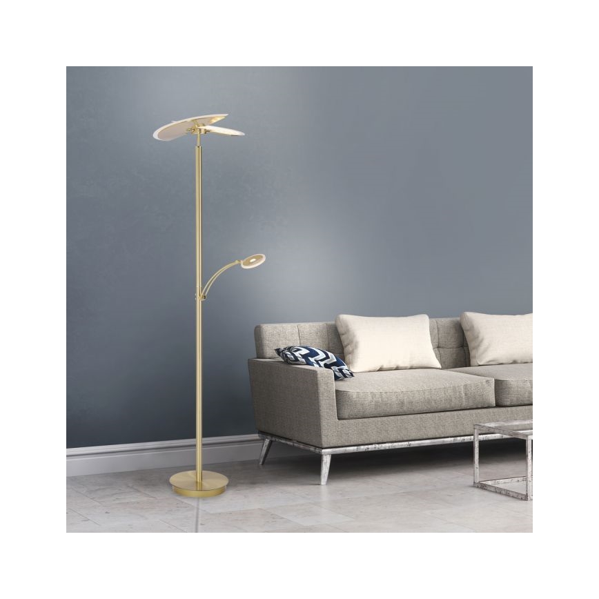 Paul Neuhaus 673-60 - Dimmbare LED-Stehleuchte ARTUR 2xLED/21W/230V+LED/6W goldfarben