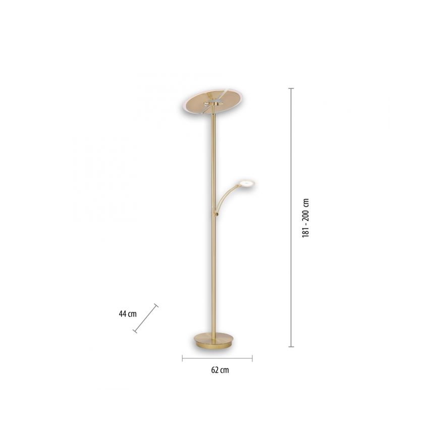 Paul Neuhaus 673-60 - Dimmbare LED-Stehleuchte ARTUR 2xLED/21W/230V+LED/6W goldfarben
