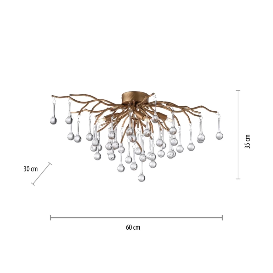 Paul Neuhaus 8090-11 - Anbaukronleuchter ICICLE 4xG9/40W/230V 30x60 cm Messing