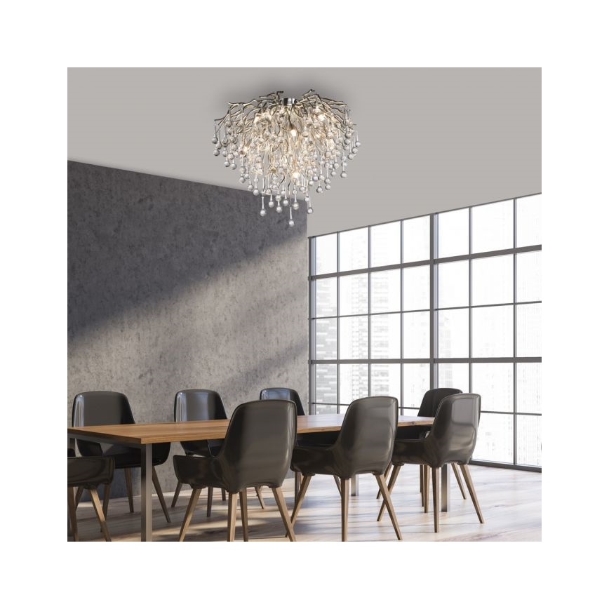 Paul Neuhaus 8091-55 - Anbaukronleuchter ICICLE 9xG9/40W/230V d 50 cm glänzendes Chrom