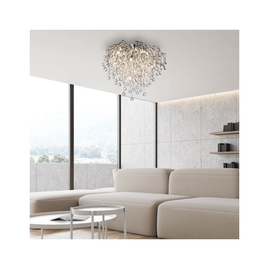 Paul Neuhaus 8091-55 - Anbaukronleuchter ICICLE 9xG9/40W/230V d 50 cm glänzendes Chrom