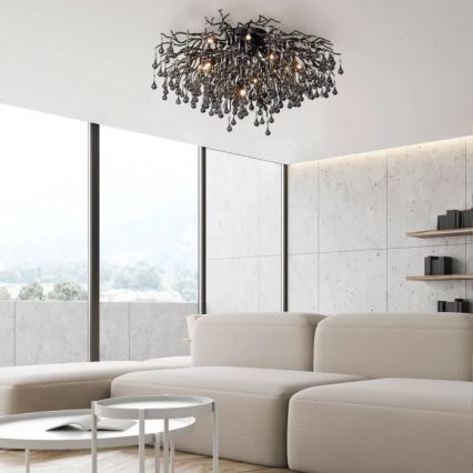 Paul Neuhaus 8092-18 - Aufgesetzter Kronleuchter ICICLE 14xG9/40W/230V Ø 100 cm schwarz