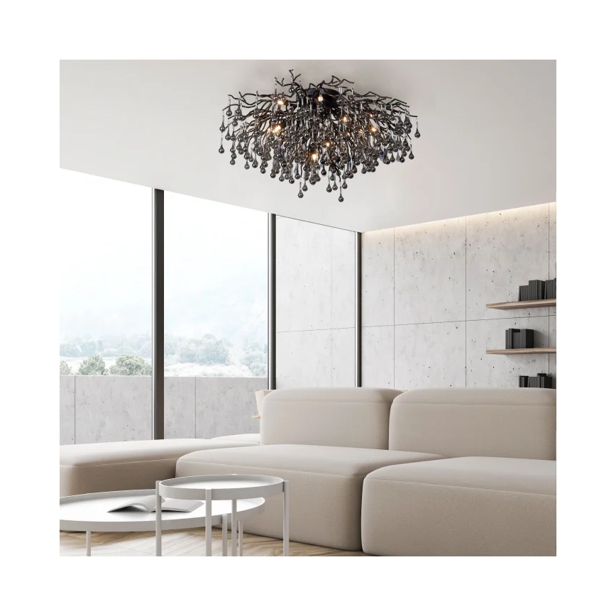 Paul Neuhaus 8092-18 - Aufgesetzter Kronleuchter ICICLE 14xG9/40W/230V Ø 100 cm schwarz