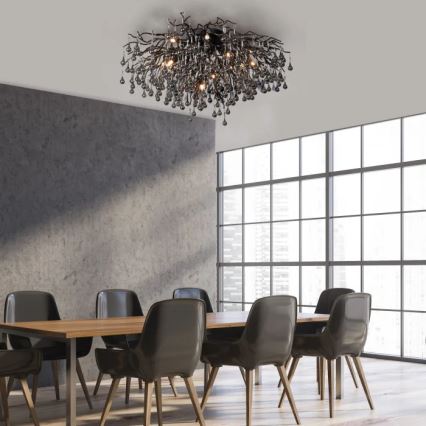 Paul Neuhaus 8092-18 - Aufgesetzter Kronleuchter ICICLE 14xG9/40W/230V Ø 100 cm schwarz