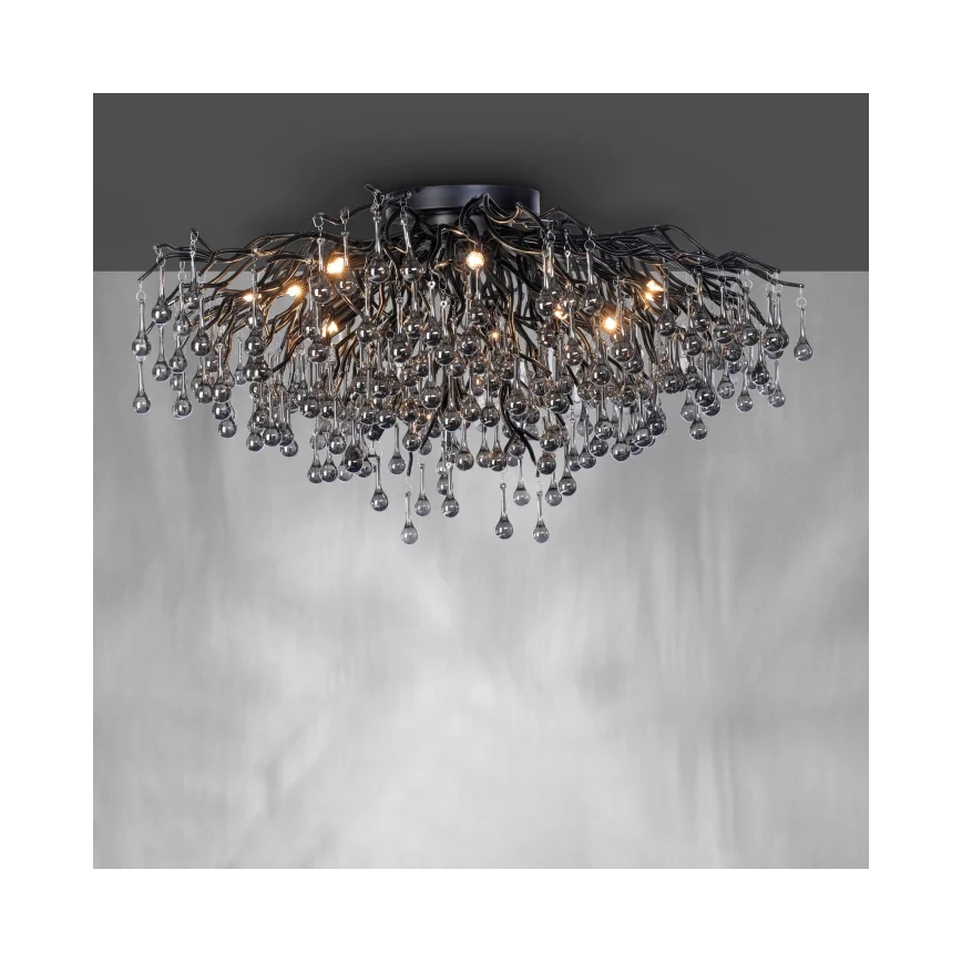 Paul Neuhaus 8092-18 - Aufgesetzter Kronleuchter ICICLE 14xG9/40W/230V Ø 100 cm schwarz