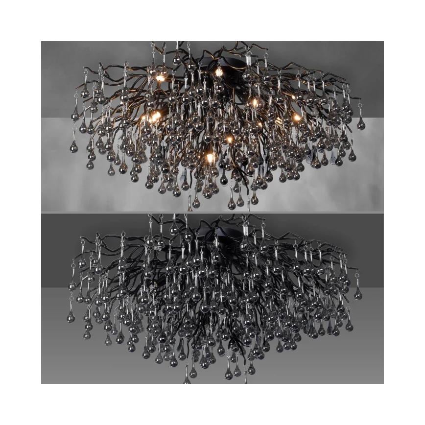 Paul Neuhaus 8092-18 - Aufgesetzter Kronleuchter ICICLE 14xG9/40W/230V Ø 100 cm schwarz