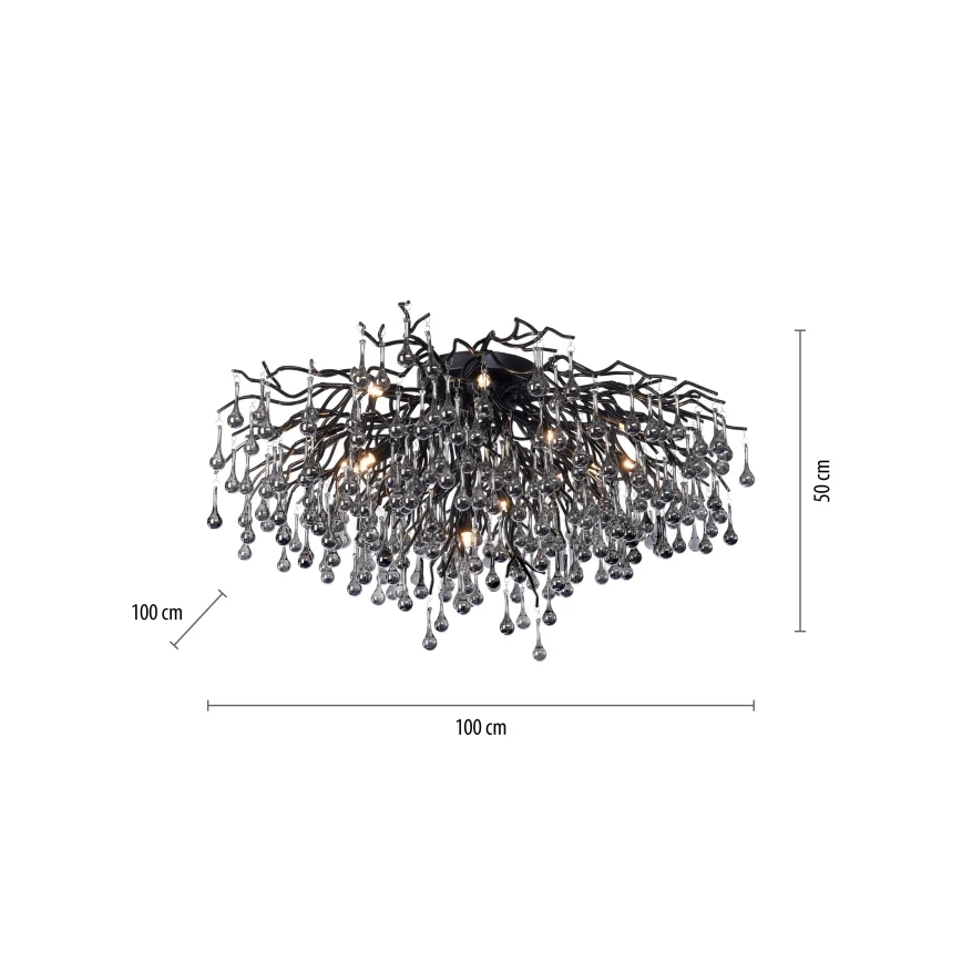 Paul Neuhaus 8092-18 - Aufgesetzter Kronleuchter ICICLE 14xG9/40W/230V Ø 100 cm schwarz