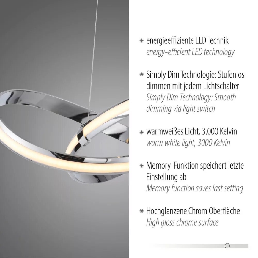 Paul Neuhaus 8291-17 - LED dimmbare Hängeleuchte an Kabel MELINDA LED/30W/230V
