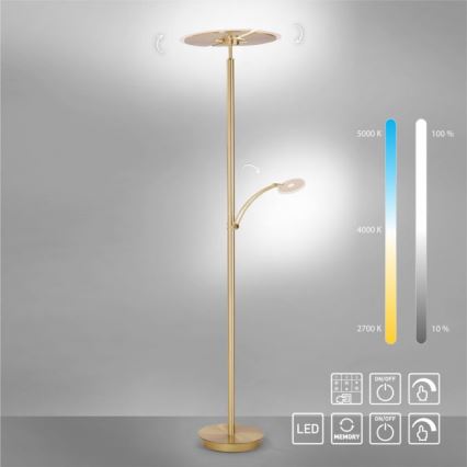 Paul Neuhaus 673-60 - LED-Dimm-Stehleuchte ARTUR 2xLED/21W+1xLED/6W/230V gold