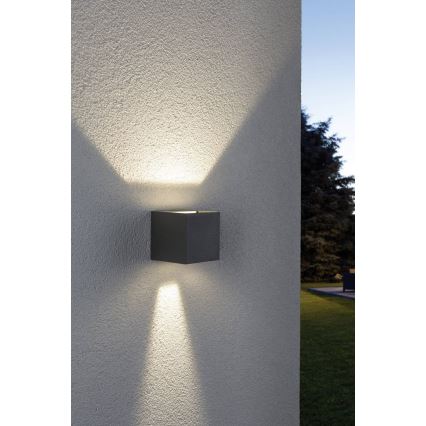 Paulmann 18000 - 2xLED/3W IP65 Außenwandleuchte CYBO 230V grau