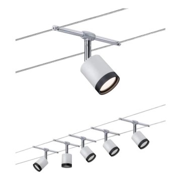 Paulmann 3981 - Set 5x LED/4W Komplettes Seilsystem TUBE 230V mattchrom/schwarz