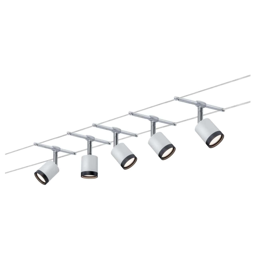 Paulmann 3981 - Set 5x LED/4W Komplettes Seilsystem TUBE 230V mattchrom/schwarz