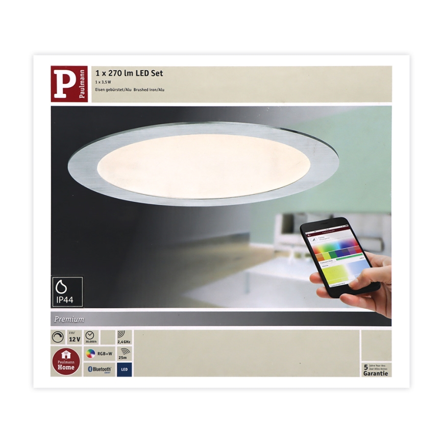 Paulmann 50027 - LED RGBW/3,5W IP44 Dimmbare Badeinbauleuchte SMART HOME 230V 2700-6500K