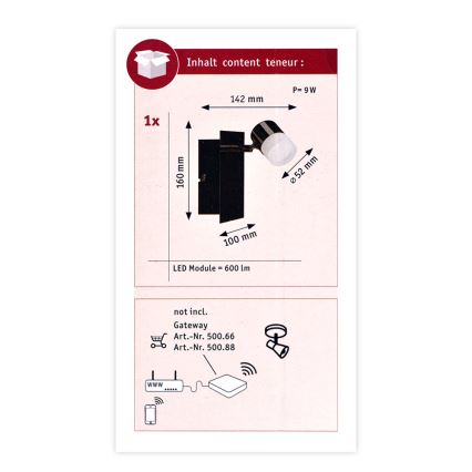 Paulmann 50098 - LED/6,5W Wandstrahler SMART DEON 230V ZigBee