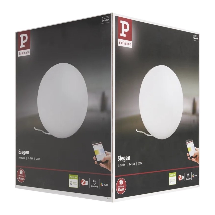 Paulmann 50102 - LED RGBW E27/7,5W Dimmbare Tischlampe SMART HOME 230V 2700-6500K