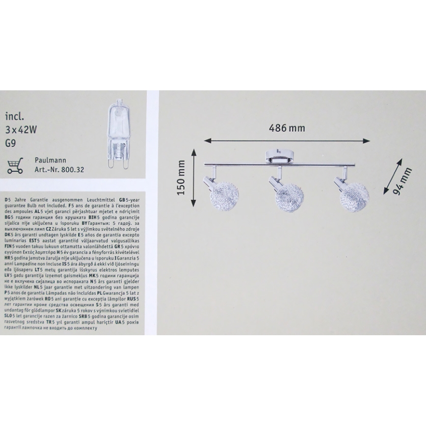 Paulmann 60405 - Spotlight CURL 3xG9/42W/230V