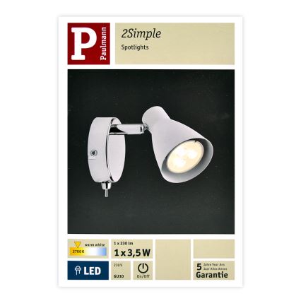 Paulmann 66543 - LED/3,5W Wandstrahler IMPLE 230V