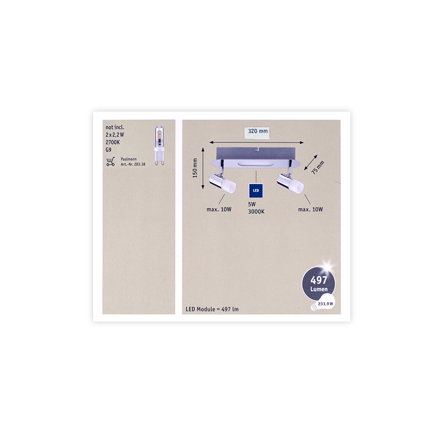 Paulmann 66647 - LED Einbauleuchte 2xG9/10W/230V + LED/5W