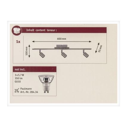 Paulmann 66708 - 3xGU10/10W Spotlight GEORGIA 230V