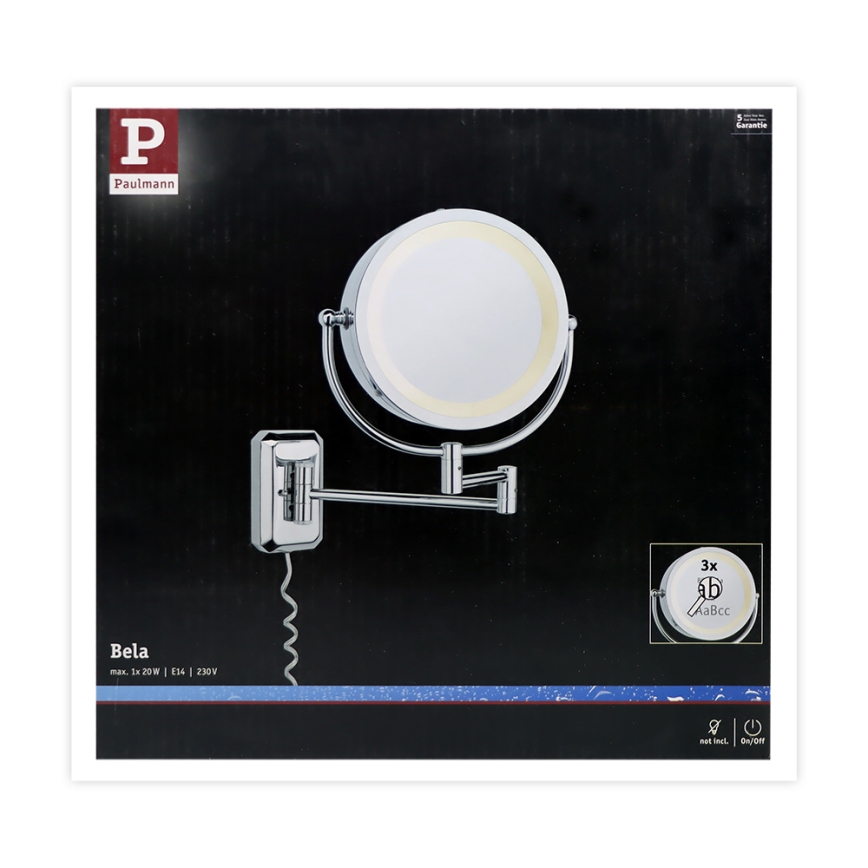 Paulmann 70349 - 1xE14/20W IP44 Wand-Kosmetikspiegel 230V