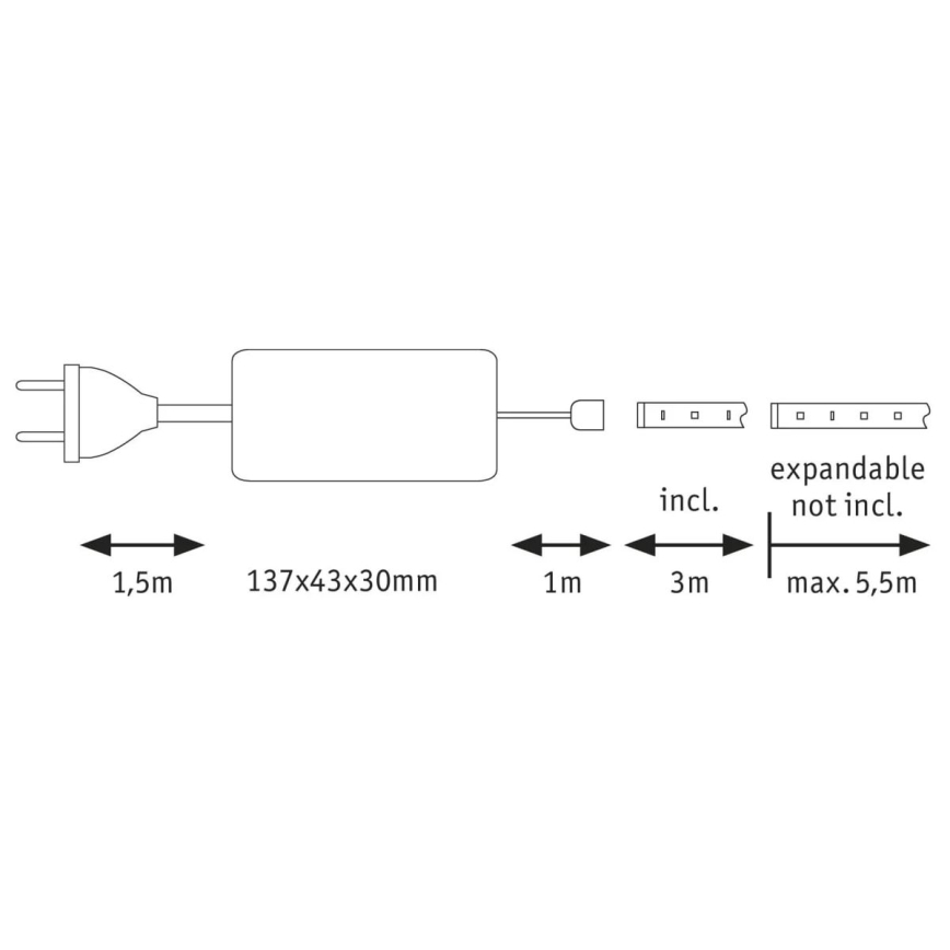 Paulmann 70665 - LED/18W IP44 Dimmbare Badezimmerleiste MAXLED 3 m 6500K 230V