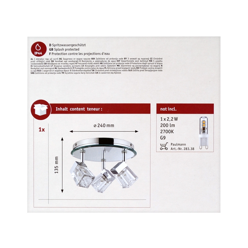 Paulmann 70842 - 3xG9/20W IP44 Badezimmer Spotlight TRABANI 230V