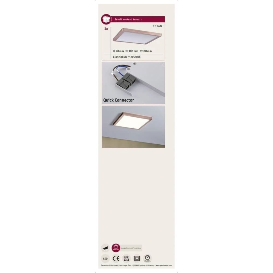 Paulmann 70873 - LED/24W Dimmbares Panel ATRIA 230V 2700K 30x30 cm Roségold