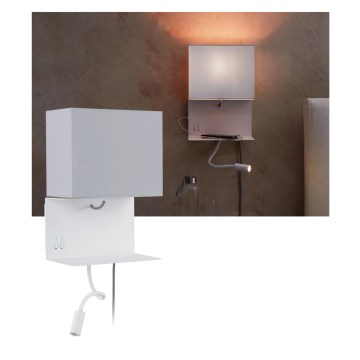 Paulmann 78913 - LED/2,5W + 1xE27/40W Wandleuchte mit Ablage und USB-Anschluss MERANI 230V weiß