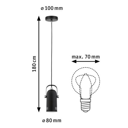 Paulmann 79766 - LED RGBW 1xE27/9W Pendelleuchte an Kabel LAVEA 230V schwarz