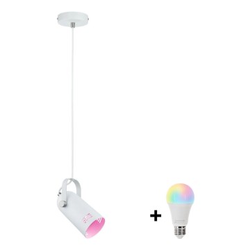 Paulmann 79767 - LED RGBW 1xE27/9W Pendelleuchte an Stahlseil LAVEA 230V weiß