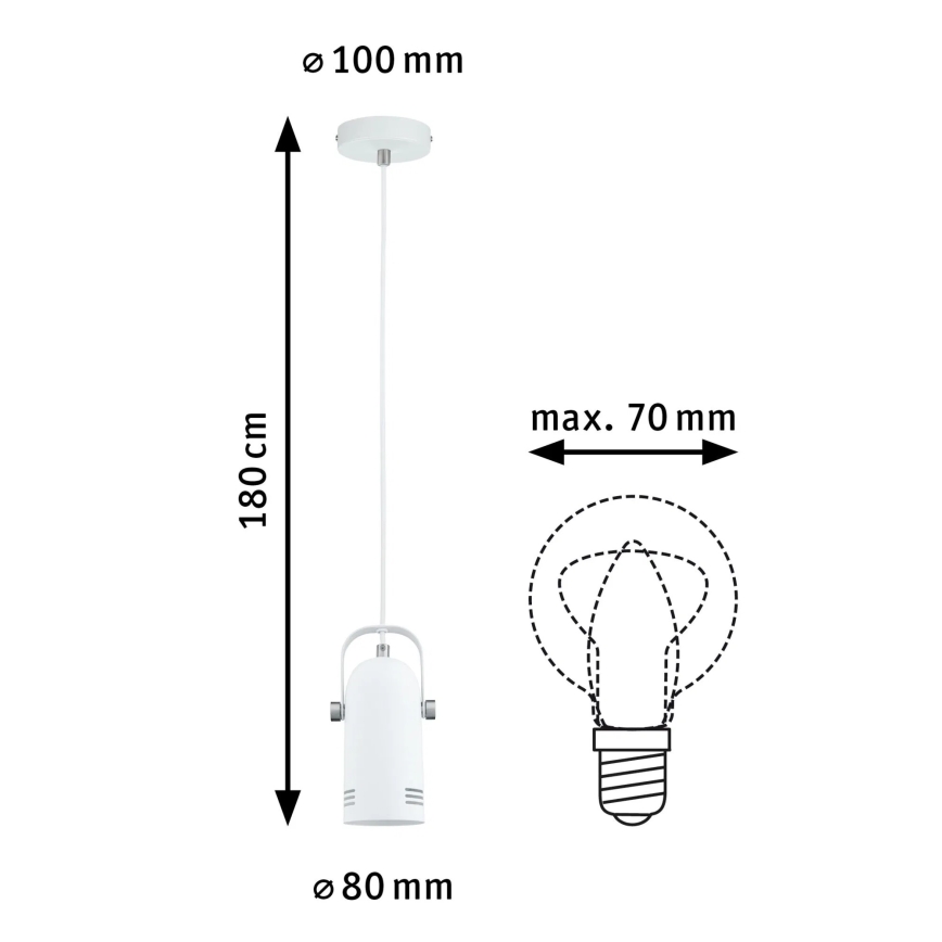 Paulmann 79767 - LED RGBW 1xE27/9W Pendelleuchte an Stahlseil LAVEA 230V weiß
