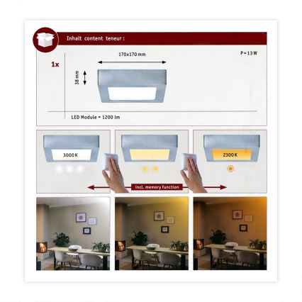 Paulmann 79791 - LED/10,2W-Deckenleuchte CARPO 230V 2300-3000K