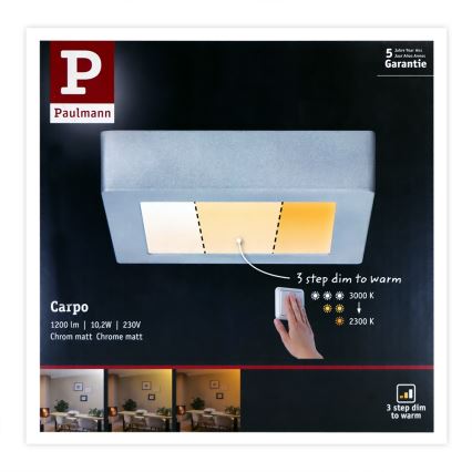 Paulmann 79791 - LED/10,2W-Deckenleuchte CARPO 230V 2300-3000K