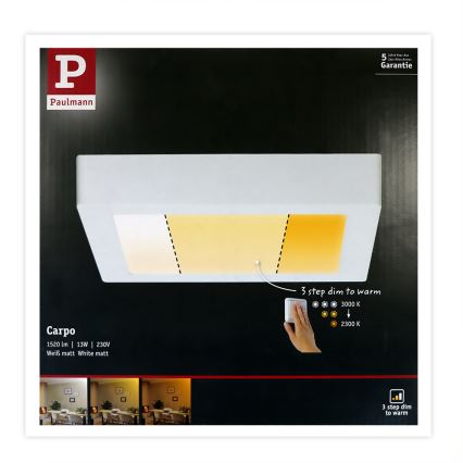 Paulmann 79796 - LED/13W-Deckenleuchte CARPO 230V 2300-3000K