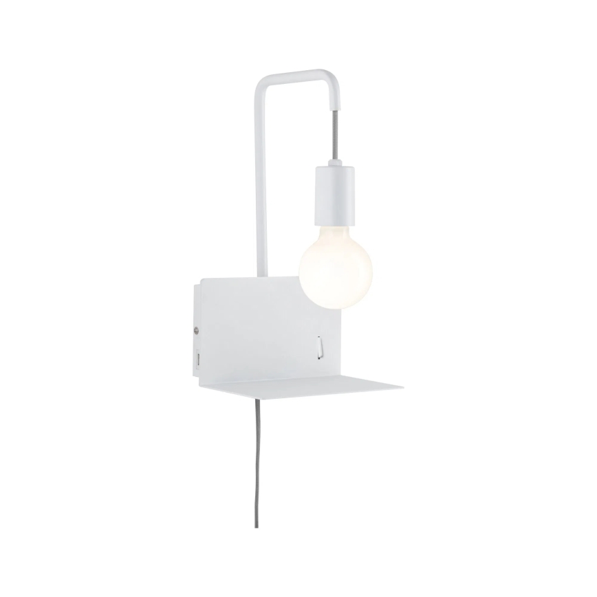 Paulmann 79812 - 1xE27/40W Wandleuchte mit Ablage und USB-Anschluss CALVANI 230V weiß