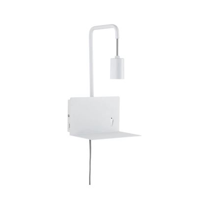 Paulmann 79812 - 1xE27/40W Wandleuchte mit Ablage und USB-Anschluss CALVANI 230V weiß