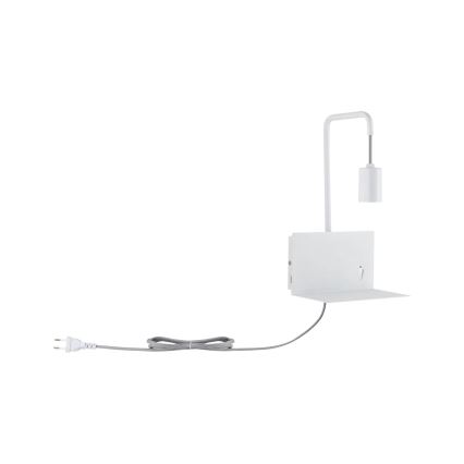 Paulmann 79812 - 1xE27/40W Wandleuchte mit Ablage und USB-Anschluss CALVANI 230V weiß