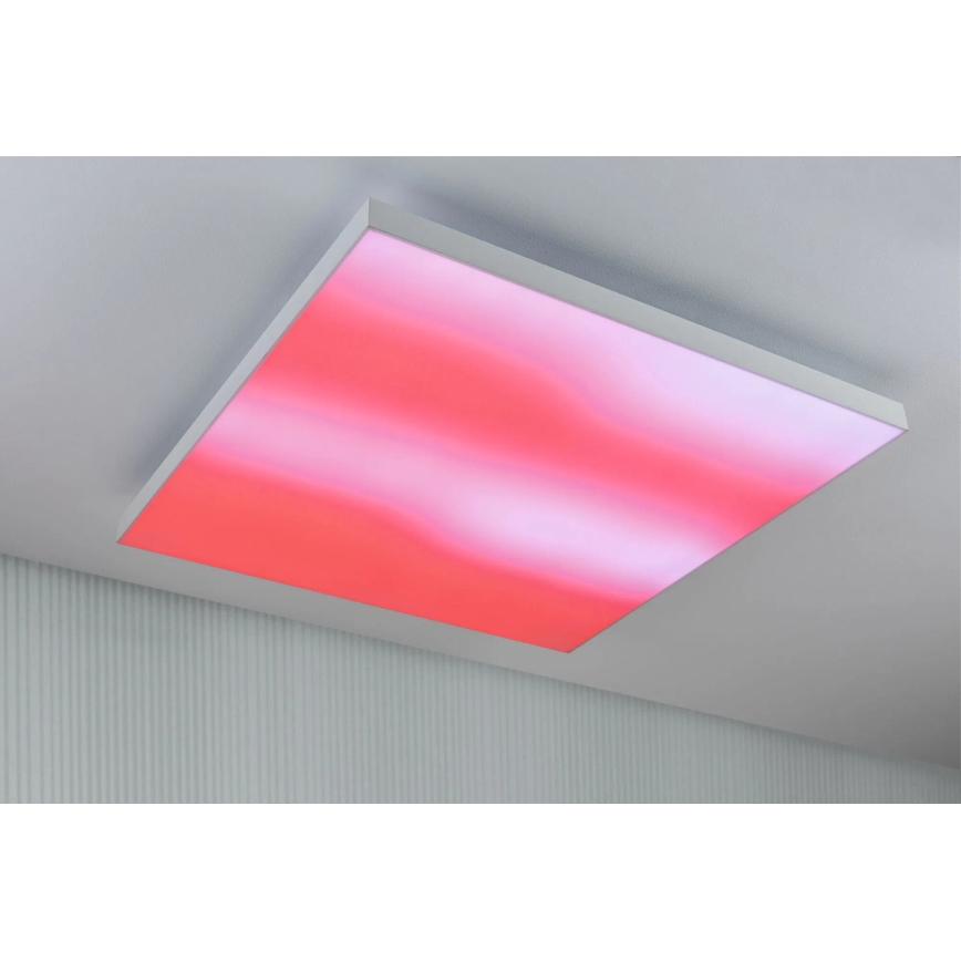 Paulmann 79910 - LED, 31 W RGBW-dimmbare Deckenleuchte LORIA, 230 V, 3000–6500 K, 59,5 × 59,5 cm, weiß + Fernbedienung
