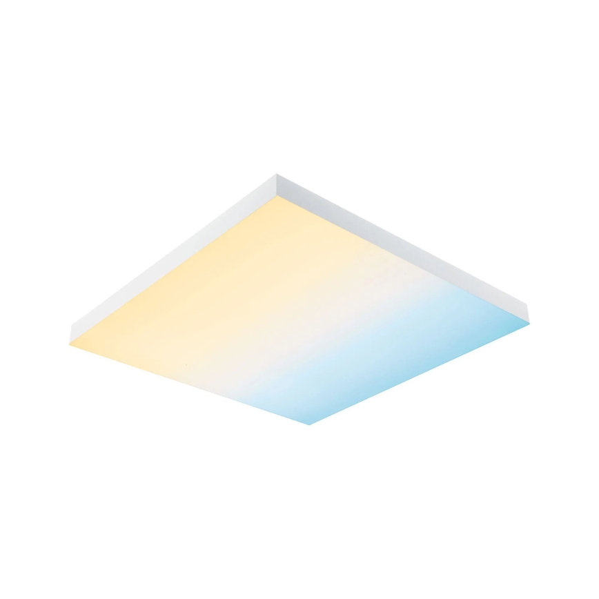 Paulmann 79910 - LED, 31 W RGBW-dimmbare Deckenleuchte LORIA, 230 V, 3000–6500 K, 59,5 × 59,5 cm, weiß + Fernbedienung