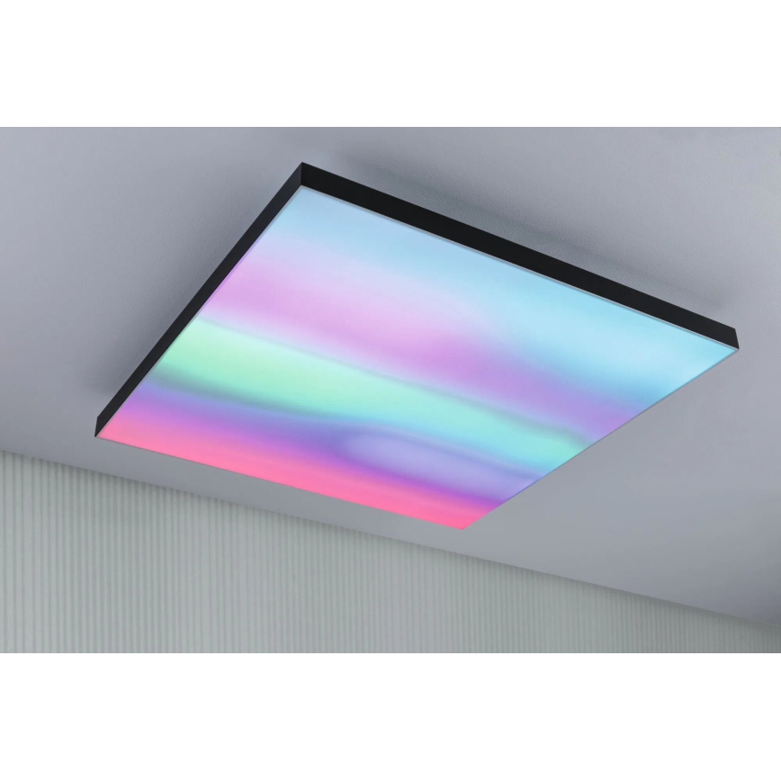 Paulmann 79913 - LED/31W RGBW dimmbare Deckenleuchte LORIA 230V 3000-6500K 59,5x59,5 cm schwarz + Fernbedienung