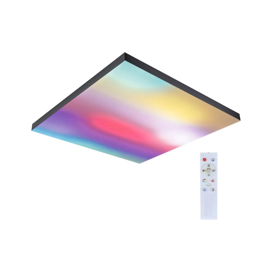 Paulmann 79913 - LED/31W RGBW dimmbare Deckenleuchte LORIA 230V 3000-6500K 59,5x59,5 cm schwarz + Fernbedienung