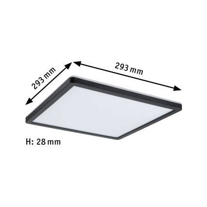 Paulmann 79921 - LED-Panel ATRIA, 16 W, dimmbar, 230 V, 3000 K, 29,3x29,3 cm, schwarz