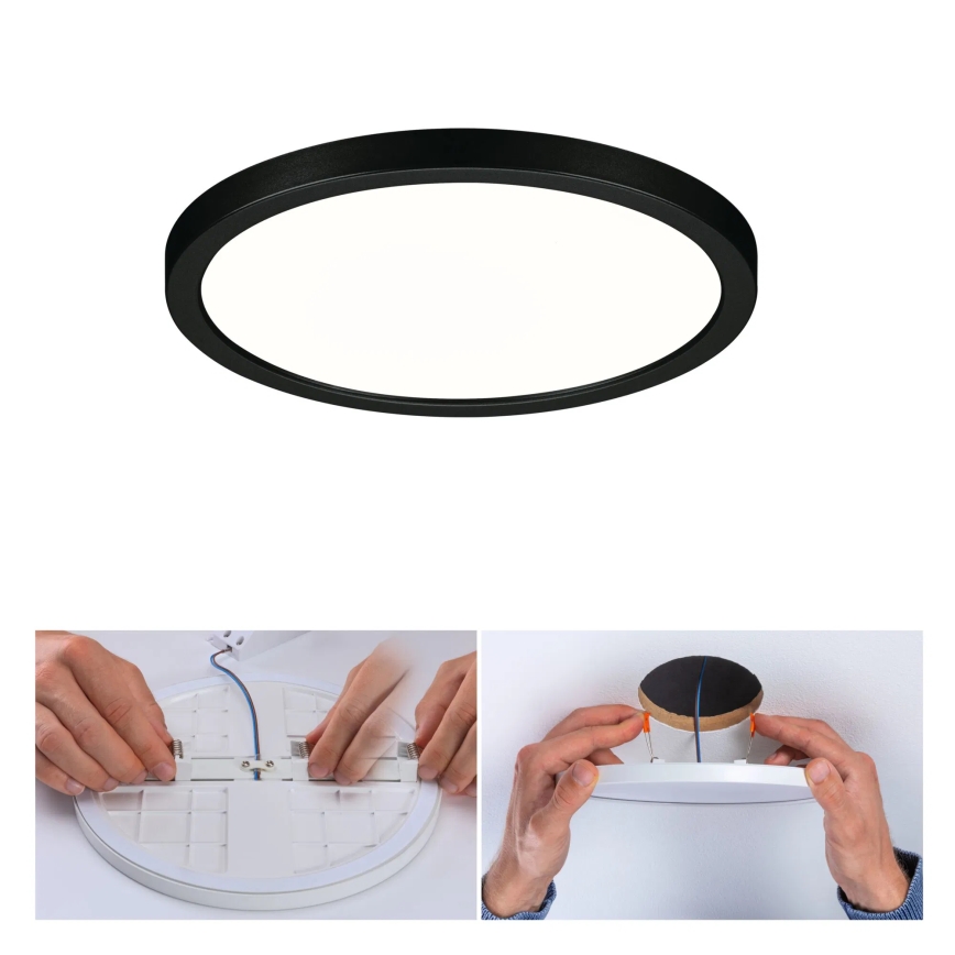 Paulmann 79965 - LED/13W IP44 Dimmbare Badezimmer-Deckeneinbauleuchte AREO 230V Ø 17,5 cm schwarz